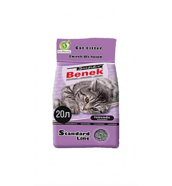 Наполнитель для туалета Super Benek комкующийся лаванд (20 л)