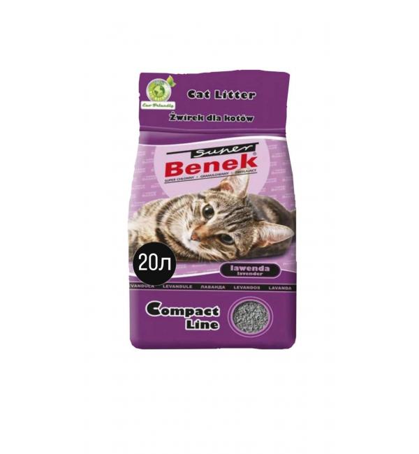 Наполнитель для туалета Super Benek Compact комкующийся лаванда (20 л)