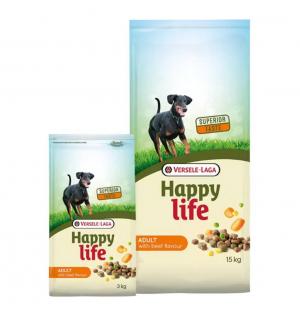 Корм для собак «Happy Life» Versele-Laga, для взрослых собак, с говядиной, 15+3 кг