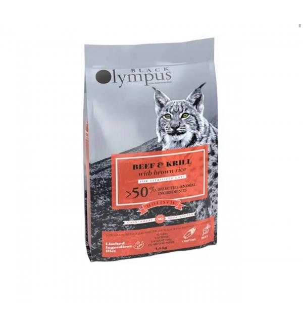 Сухой корм для кошек Black Olympus Для стерилизованных кошек говядина и криль (8кг) Сухой корм для кошек Black Olympus Для стерилизованных кошек говядина и криль (8кг)