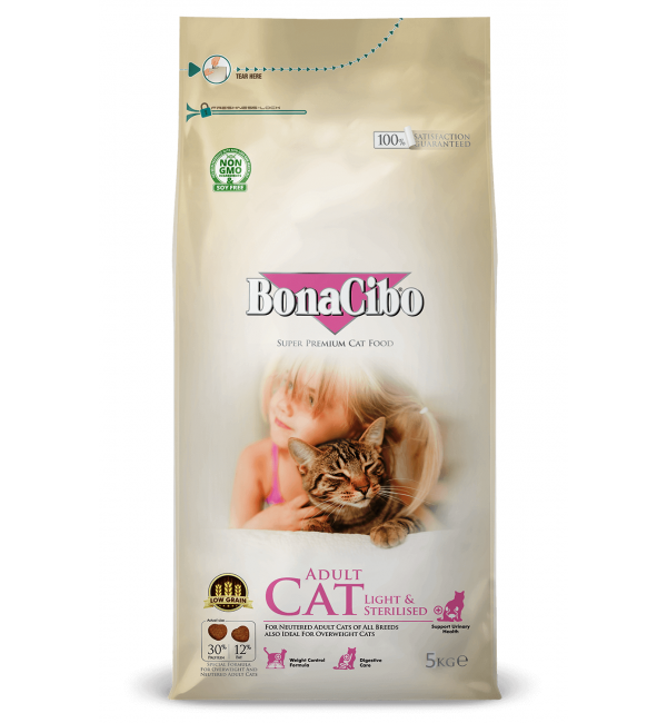 Сухой корм BonaCibo Adult Cat Light & Sterilised для стерилизованных кошек с курицей БонаСибо (5 кг) Сухой корм BonaCibo Adult Cat Light & Sterilised для стерилизованных кошек с курицей БонаСибо (5 кг)