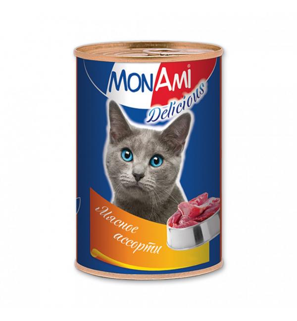 Монами консервы мясные Monami для кошек мясное ассорти (0,350 кг)