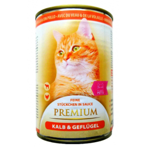 My Happy Pets Premium Консервы для кошек (телятина, домашняя птица), 415 г.