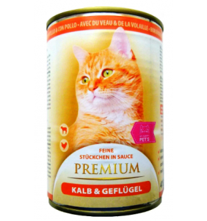 My Happy Pets Premium Консервы для кошек (телятина, домашняя птица), 415 г.