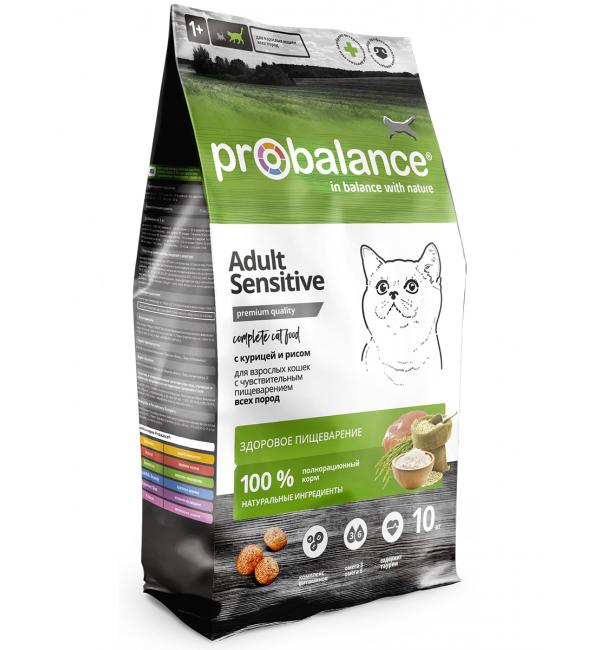 Сухой корм Probalance Sensitive (чувствительное пищеварение для кошек),Курица,рис  10 кг
