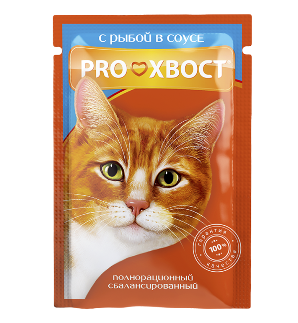 Консервированный корм для кошек Proхвост с рыбой в соусе (0,085 кг) прохвост