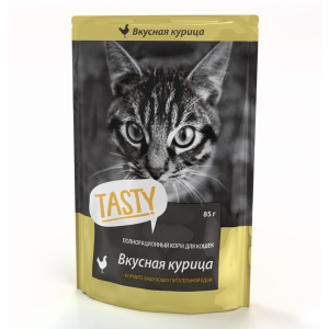Пресервы для кошек Tasty консервированный корм с курицей в желе  (0,085 кг)