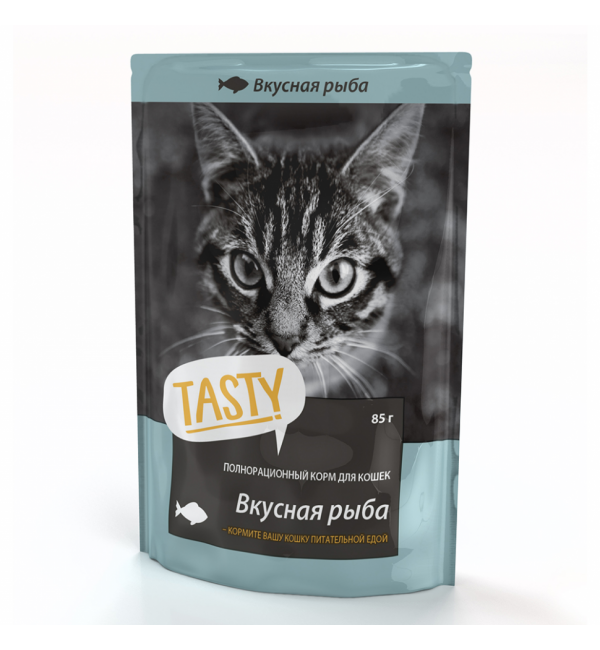 Пресервы для кошек Tasty консервированный корм с рыбой в желе (0,085 кг)