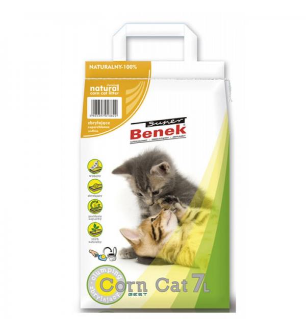 Наполнитель для туалета Super Benek Corn Cat кукурузный, натуральный (7л)