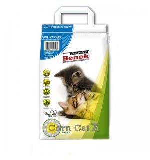 Наполнитель для туалета Super Benek Corn Cat кукурузный, морской бриз (7л)