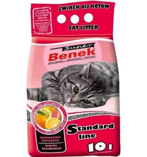 Наполнитель для туалета Super Benek комкующийся цитрусовая свежесть (10л) 