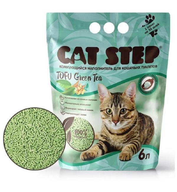 Наполнитель Cat Step Tofu Green Tea, растительный комкующийся (6 л)