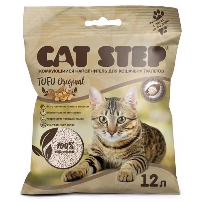 Наполнитель для кошачьего туалета cat step tofu original комкующийся растительный 12л