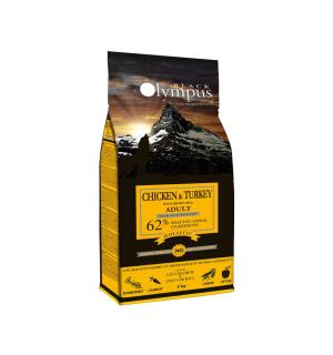 Black Olympus низкозерновой корм для взрослых собак всех пород курица и индейка с бурым рисом, 12 кг