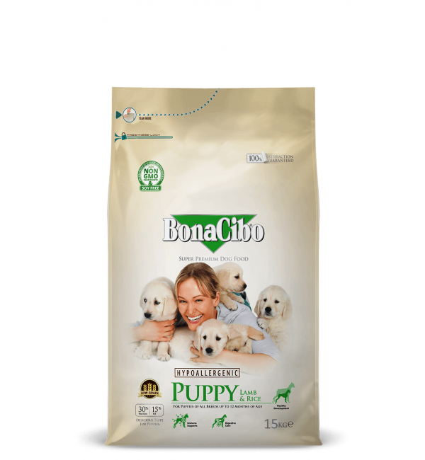 Сухой корм BonaCibo Puppy Lamb & Rice для щенков всех пород до 12 мес. с ягненком и рисом БонаСибо (15 кг)