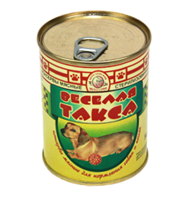 Консервы мясные для кормления собак и кошек "Весёлая такса" (0,350 кг)
