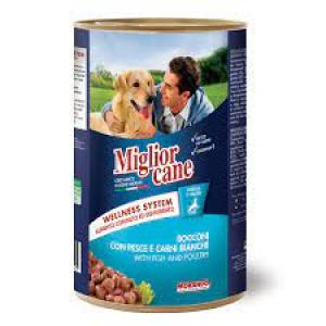 Консервы Miglior Cane для собак с кусочками рыбы и птицы, 1,24 кг Morando