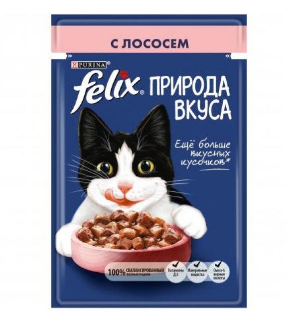 Влажный корм FELIX для взрослых кошек, с лососем в соусе (0,085 кг)