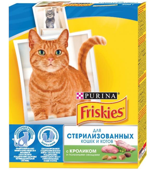 Сухой корм Friskies для стерилизованных кошек и котов, с кроликом и полезными овощами (0,3 кг)