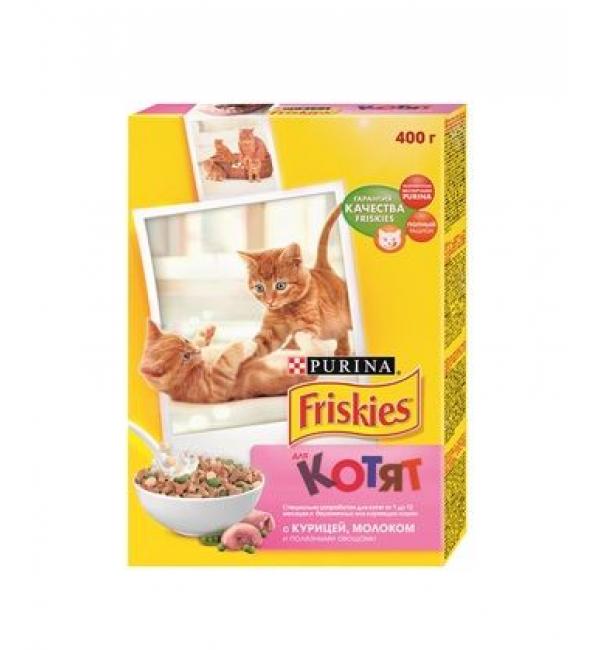 Сухой корм Friskies для котят, с курицей, молоком и полезными овощами (0,4 кг)