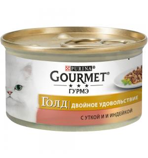 Консервы GOURMET GOLD для кошек, кусочки в подливке с уткой и индейкой (0,085 кг)