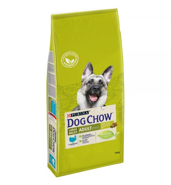 Сухой корм Dog Chow для взрослых собак крупных пород, с индейкой (14 кг)