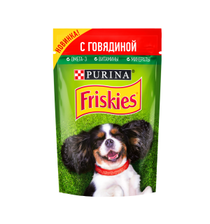 Влажный корм Friskies для взрослых собак, кусочки говядины в подливе (0,085 кг)
