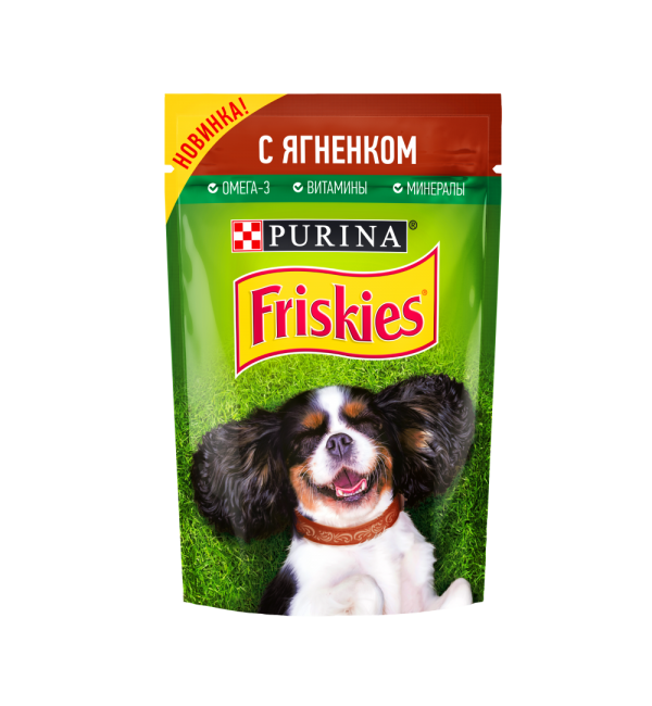 Влажный корм Friskies для взрослых собак, кусочки с ягненком в подливе (0,085 кг)