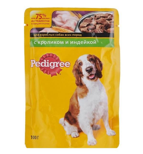 Влажный корм Pedigree для взрослых собак всех пород, с кроликом и индейкой в соусе (0,085 кг)