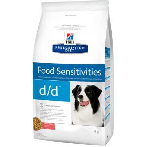 Сухой корм Hill's Prescription Diet d/d для собак при пищевой аллергии, лосось и рис (12 кг)