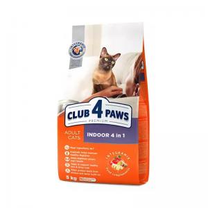 Сухой корм Club 4 Paws Премиум для взрослых кошек, живущих в помещении 4в1 (14 кг)