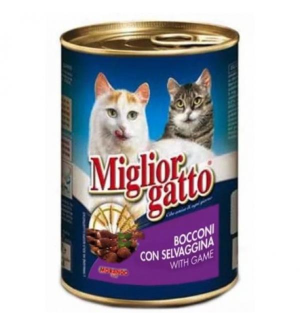 Консервы Miglior gatto Game для кошек, кусочки с дичью в соусе (0,405 кг)