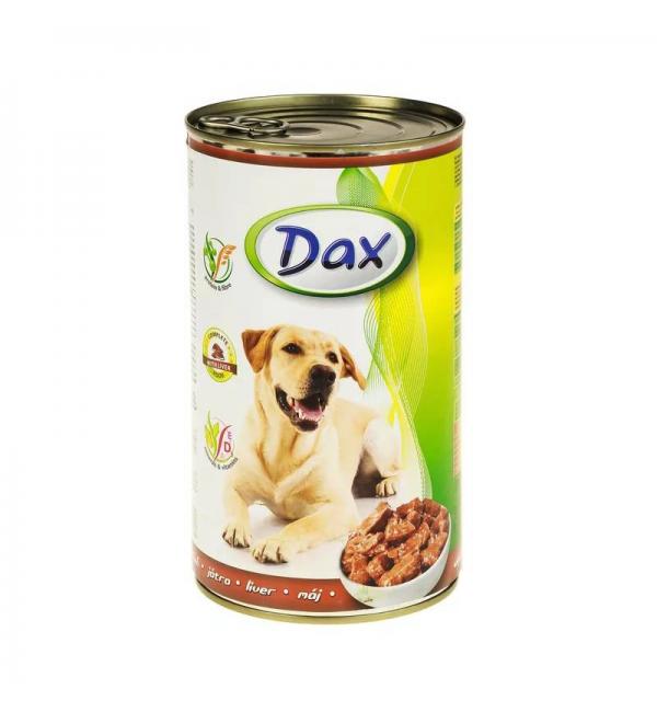 Консервы Dax for Dog для cобак, с печенью, кусочками (1,240 кг)