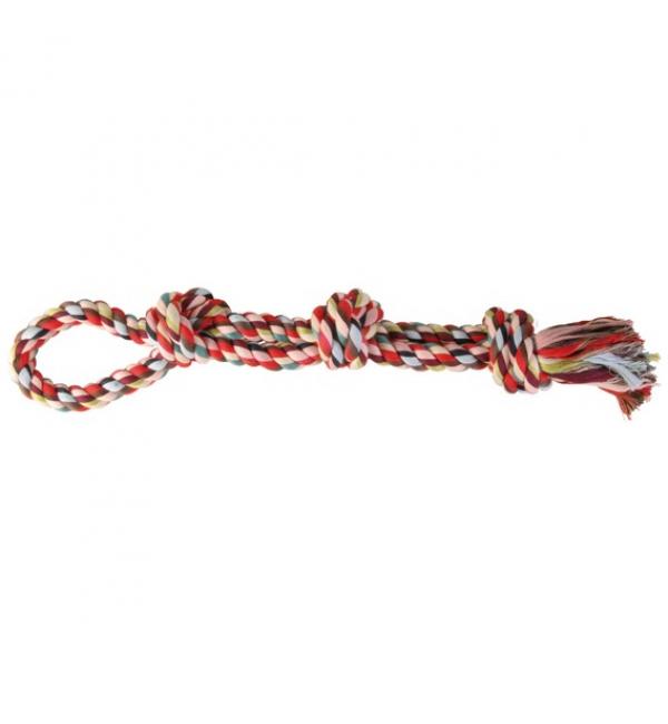 Игрушка TRIXIE  для собаки "DENTAfun" в виде верёвки с 3 узлами, хлопковая 500г/60 см