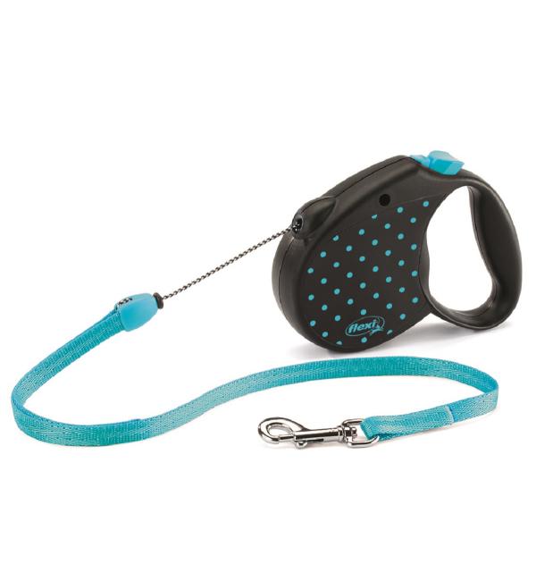 Рулетка-поводок Flexi  Color M Dots Трос 5м голубая