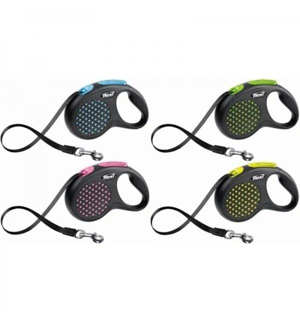 Рулетка-поводок Flexi DESIGN S лента 5м желтая