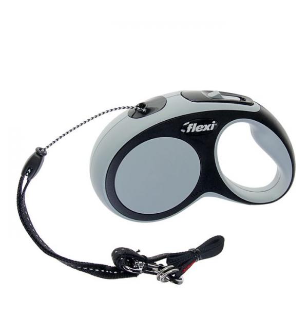Рулетка-поводок Flexi New Comfort S трос 5м серая