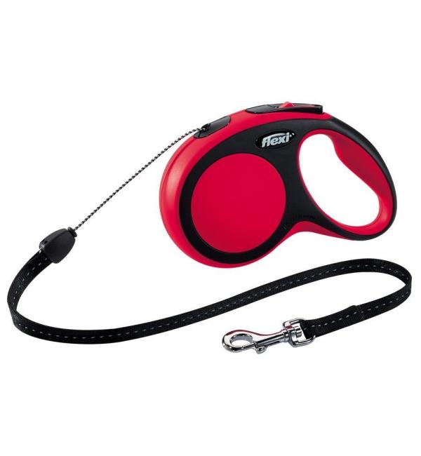Рулетка-поводок Flexi New Comfort  S трос 8м красная