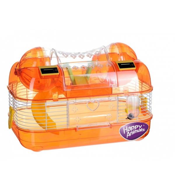 Клетка Happy Animals с КОМПЬЮТЕРОМ для хомяков и др. мелких грызунов, пластик + подарочная коробка М03