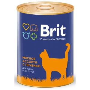 Консервы Brit для кошек, мясное ассорти с печенью (0,34 кг)
