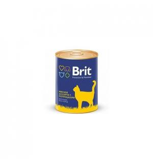 Консервы Brit для кошек, мясное ассорти с потрошками (0,34 кг)