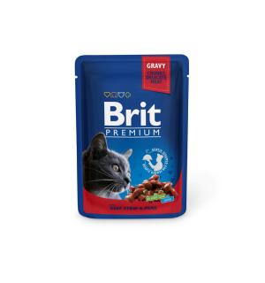 Влажный корм Brit Premium для кошек, говядина и горошек (0,1 кг)