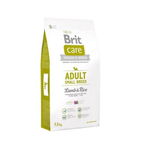 Сухой корм Brit Care для взрослых собак мелких пород, ягненок  рисом (7,5 кг)