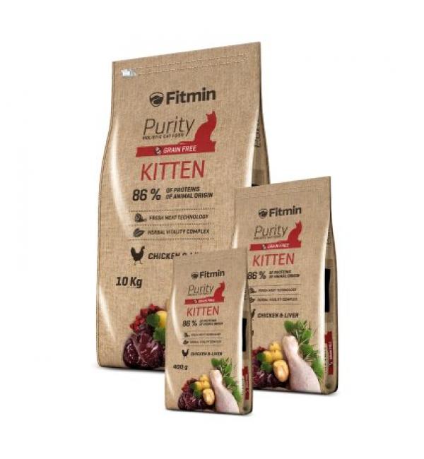 Беззерновой корм Fitmin Cat Purity Kitten для котят до 12 месяцев, беременных и кормящих кошек (1,5 кг)