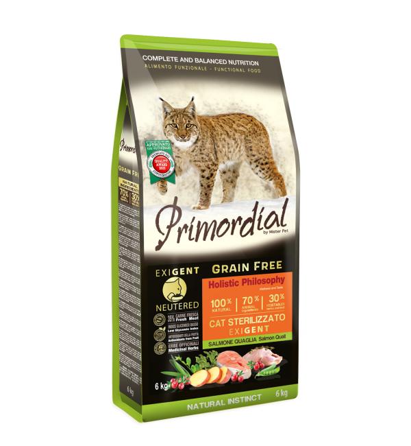 Сухой корм для кошек Primordial Cat Neutered Exi Salmon-Quail / MGSP2206 (6кг)