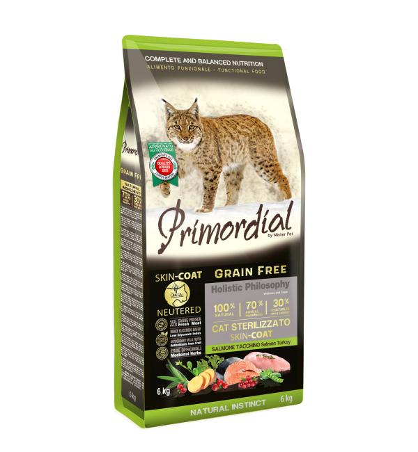 Сухой корм для кошек Primordial Cat Neut Skin & Coat Sal-Tur / MGSP2406 (6кг)