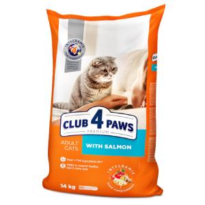 Сухой корм Club 4 Paws Премиум для взрослых кошек, с лососем (14 кг)