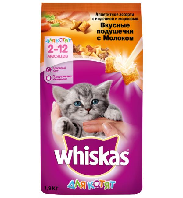 Сухой корм Whiskas для котят от 2 до 12 месяцев 1.9 кг.