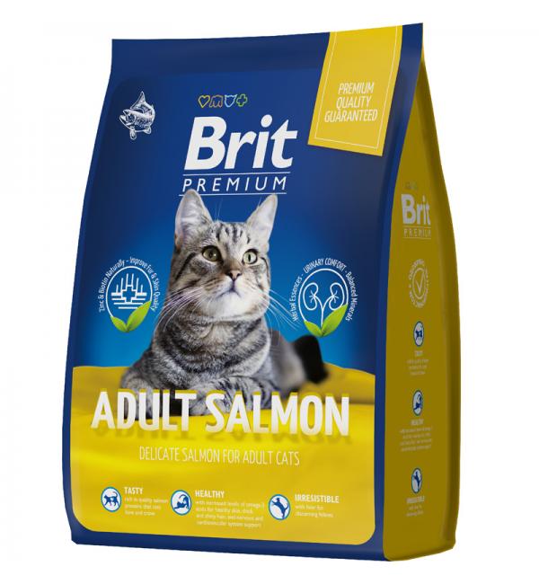 Сухой корм Brit Premium для взрослых кошек, с лососем в соусе (2 кг)