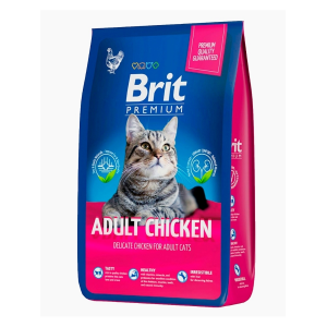 Сухой корм Brit Premium для взрослых кошек, с мясом курицы и куриной печенью (8 кг)